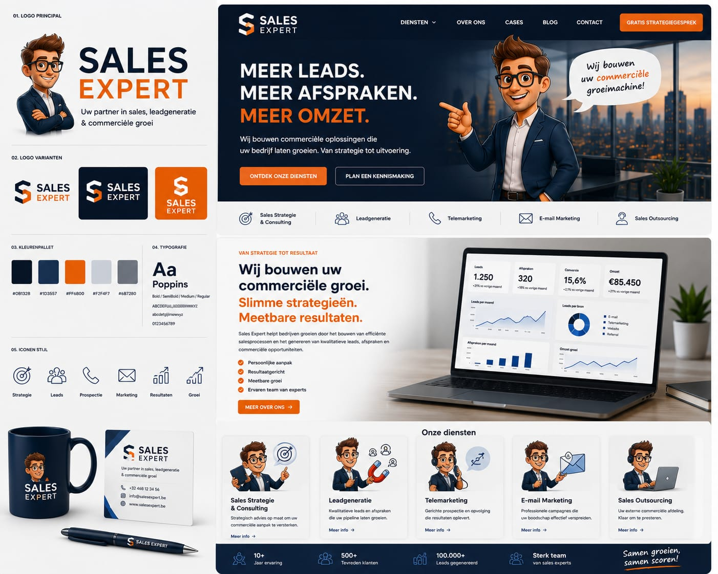 Projectvisual van Sales Expert met het originele logo en de Sales Expert-mascotte